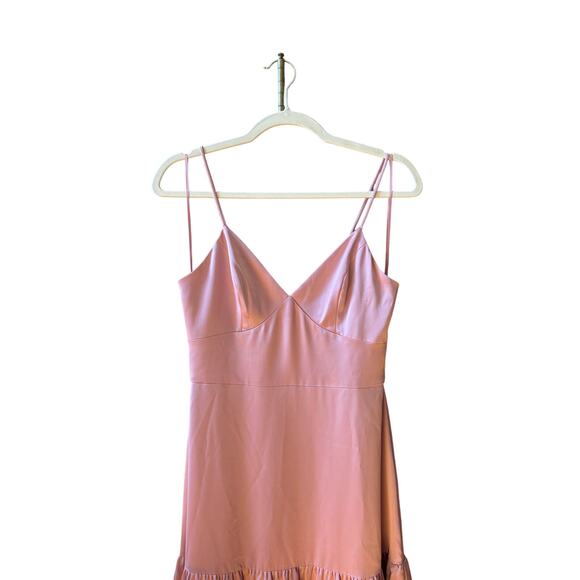 Dress the population tess tiered satin down rose canyon size small - Picture 7 of 12